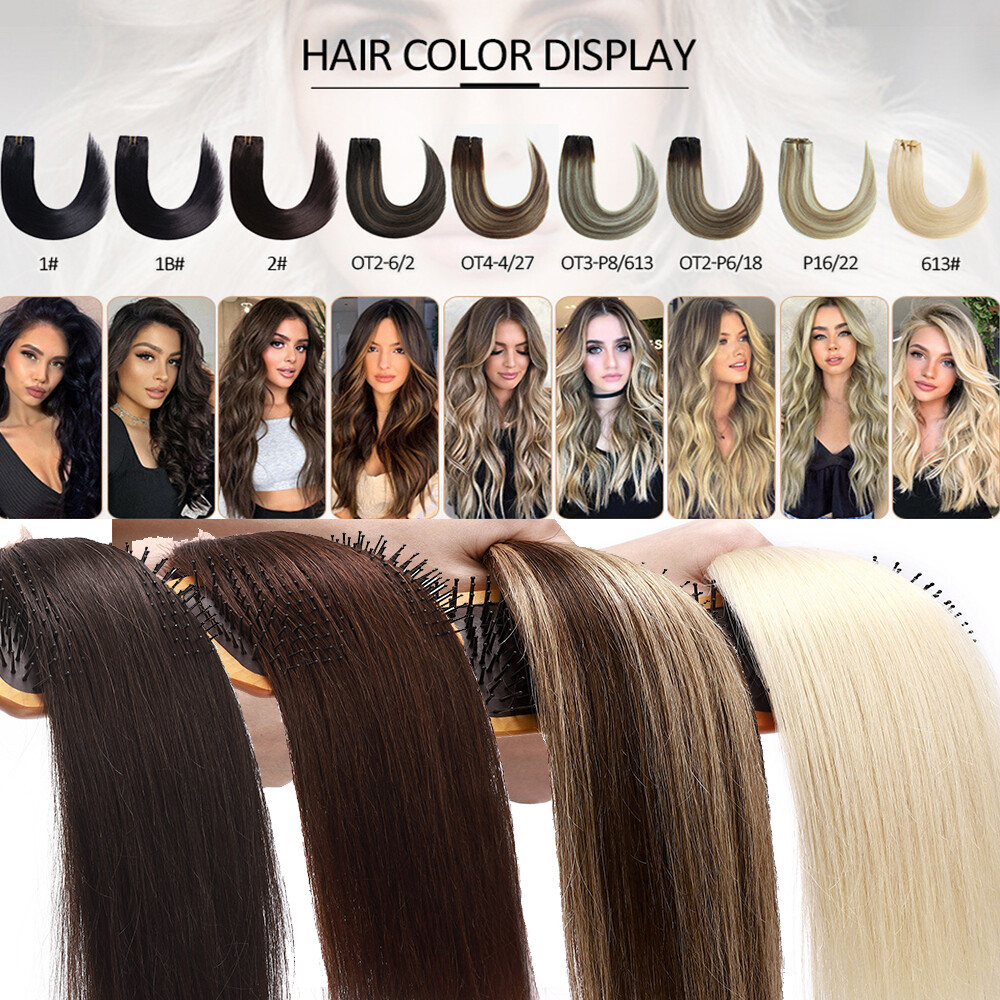 CLEARANCE Thick Double Weft 100% Human Hair Extensions Clip In Real Remy Hair US