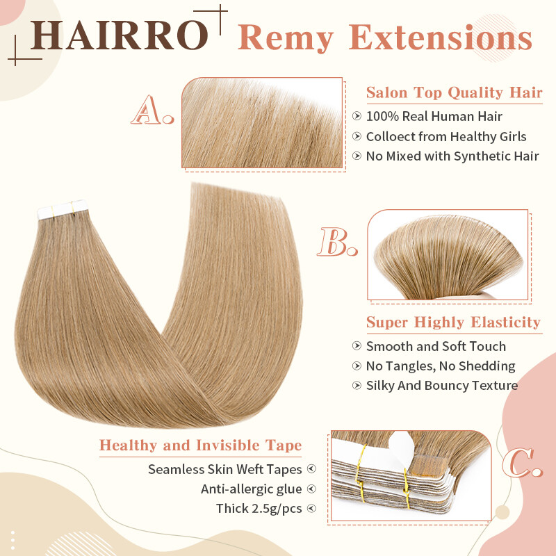 14″ Human Hair Extensions Tape In 100% Real Remy Hairpiece Full Head Thick& Soft