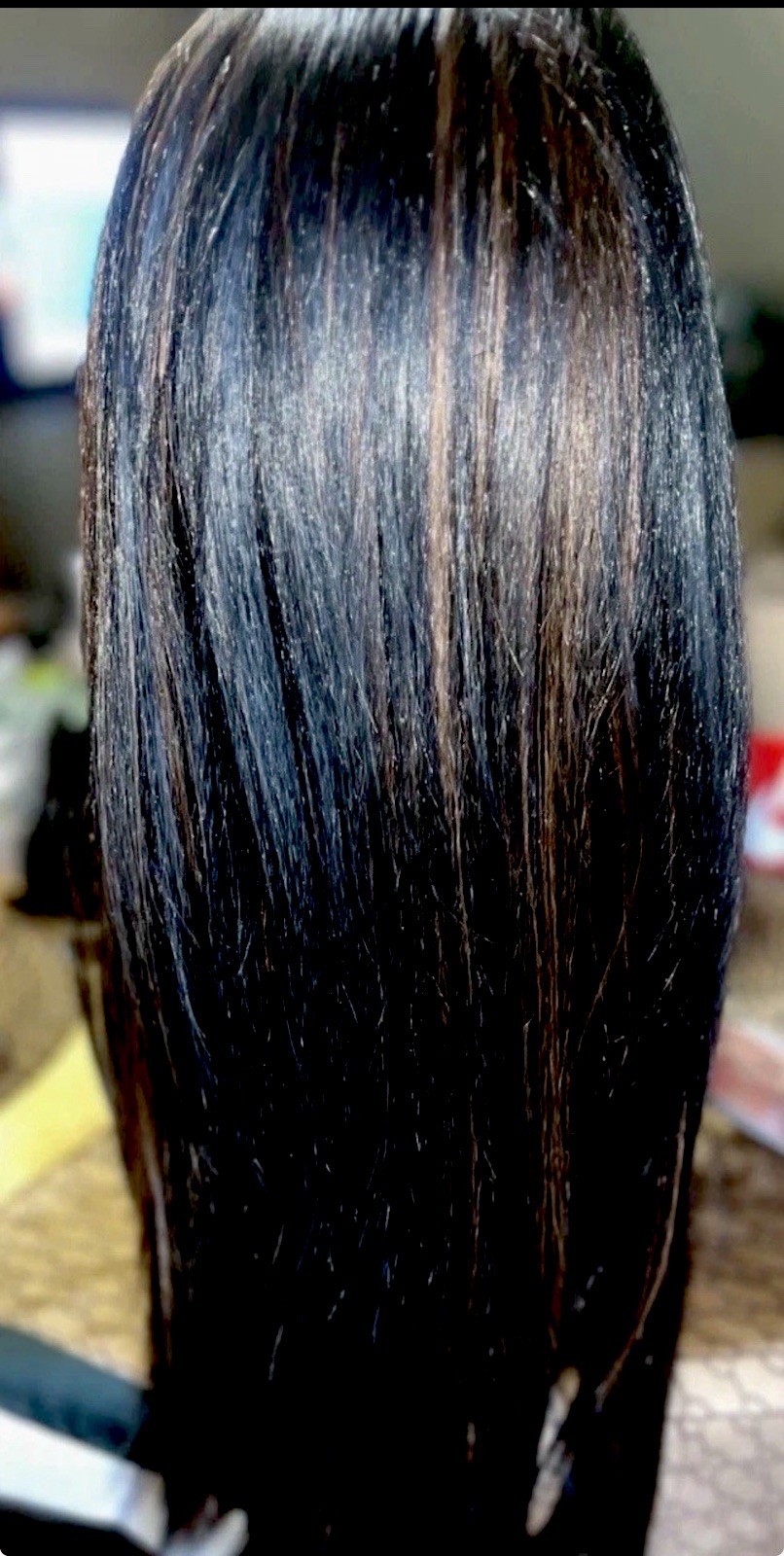 SWISS LACE LONG STRAIGHT HUMAN BLEND -LAYERED CUT WIG #1B HANDTIED HEAT OK NEW