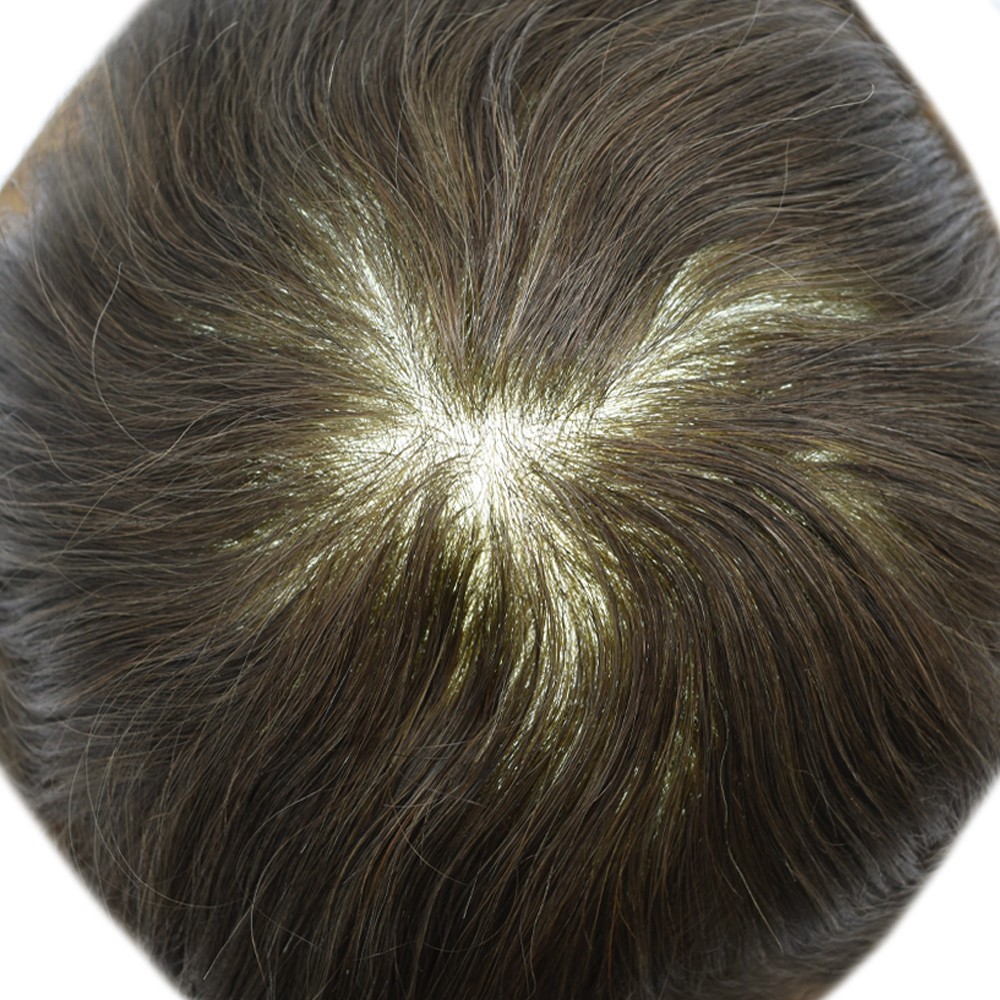 Mens Toupee Wig Thin Skin V-Loop Men Hairpiece Replacement System Units