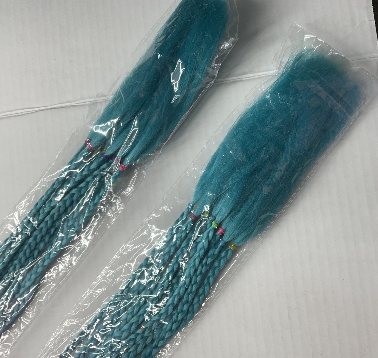Synthetic Braided Hair Extensions 2-Pack Elastic Band Pink/Blue 21-30 in