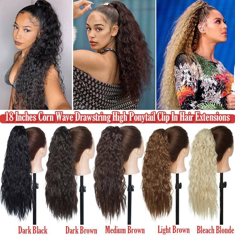 22″ Drawstring Natural Yaki Ponytail Kinky Real THICK As Human Hair Extensions