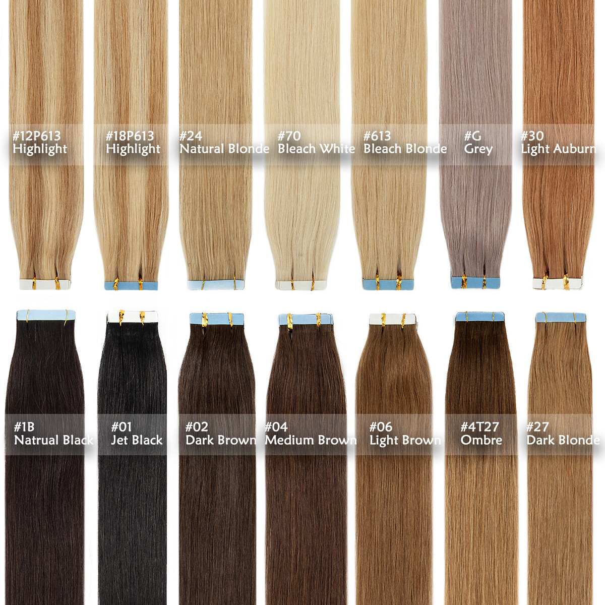 150G THICK Skin Weft Tape In 100% Human Remy Hair Extensions Full Head Highlight