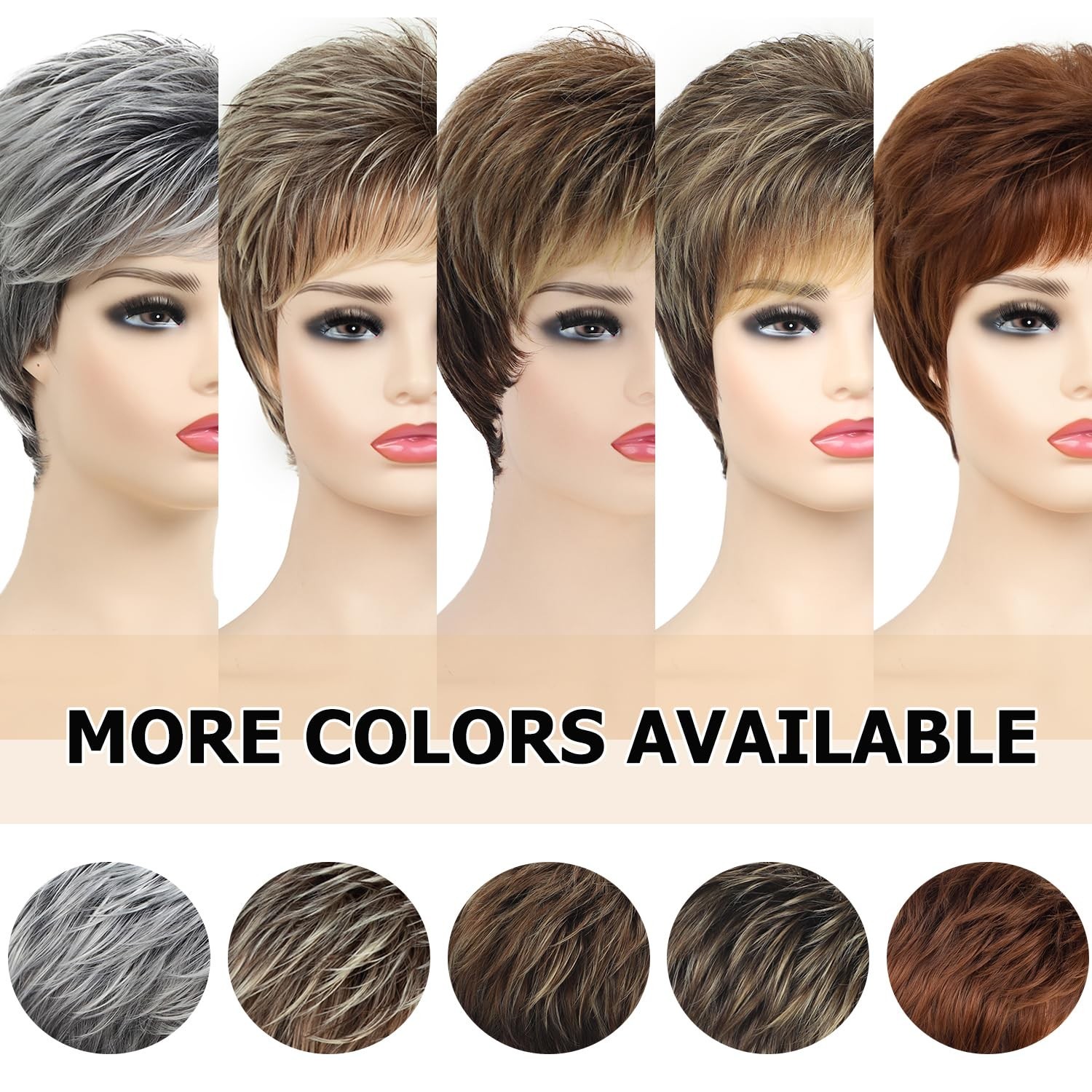 Dark Brown Blonde Pixie Wig Short Layered Highlight Synthetic Heat Resistant …