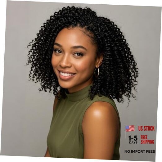 6 Packs 8 Inch Short Black Crochet Braids Passion Twist Marlybob Jerry Curl