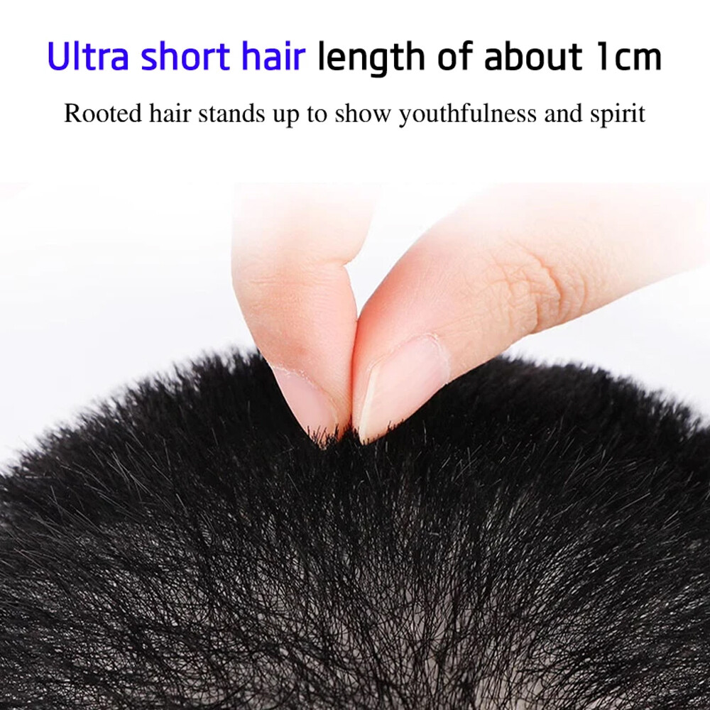 Mens Toupee Hairpiece Ultra Thin Skin PU Remy Hair System Replacement Short Wigs