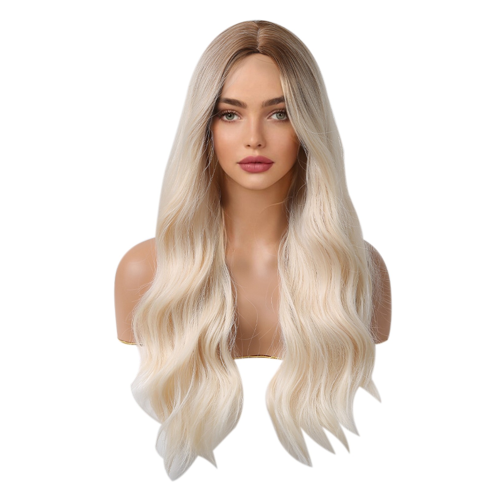 New Synthetic Wig Blonde Curly Wavy Wig Long Hairpiece