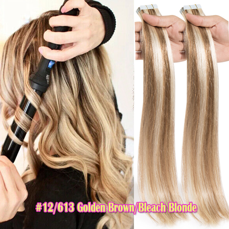 60PCS 150G Remy Tape in Real Human Hair Extensions Russian 12″-24″ Ombre Thick F