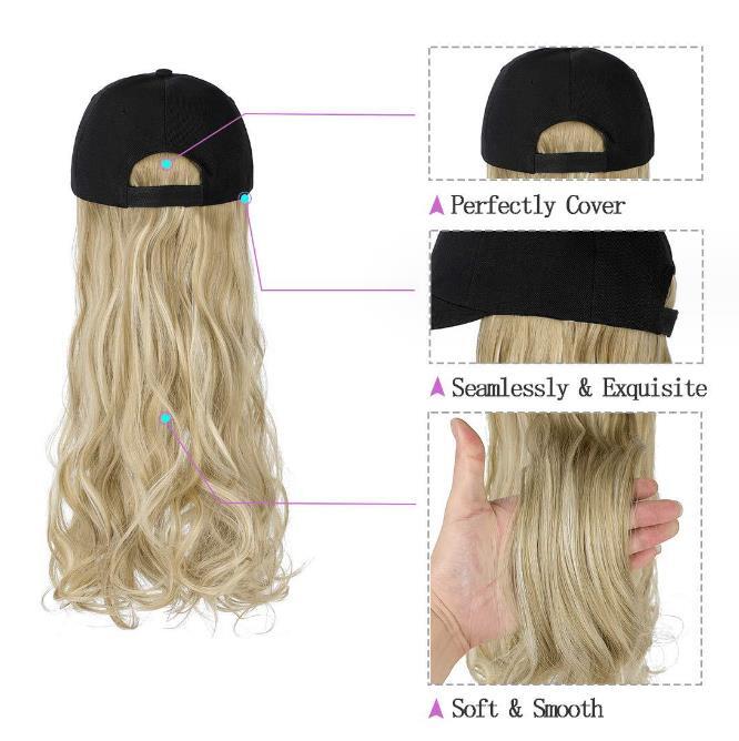 Womens Baseball Cap with Hair Extension Cotton Solid Washed Adjustable Dad Hat