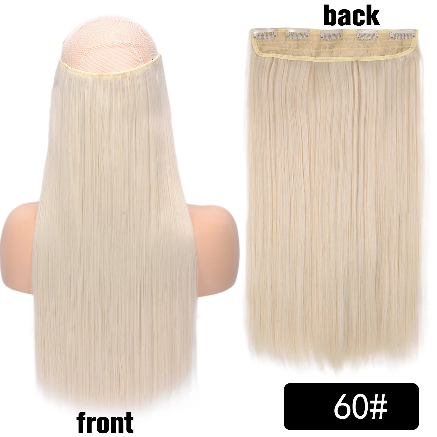 Long Straight 5 Clip In 22Inch Synthetic Hair Extensions Natural Fake Hairpiece
