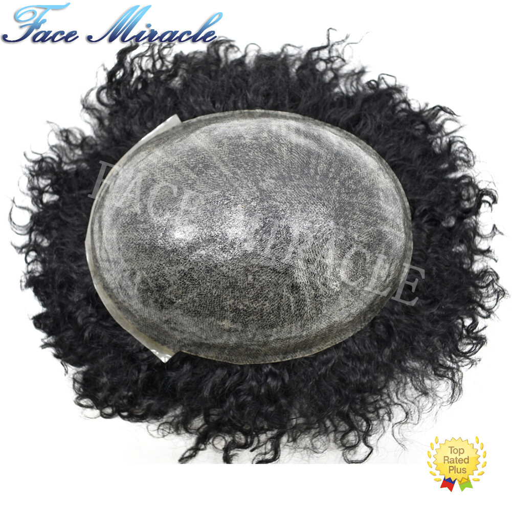 All PU Afro Toupee for Black Men African American Man Hairpiece Human Hair Wig