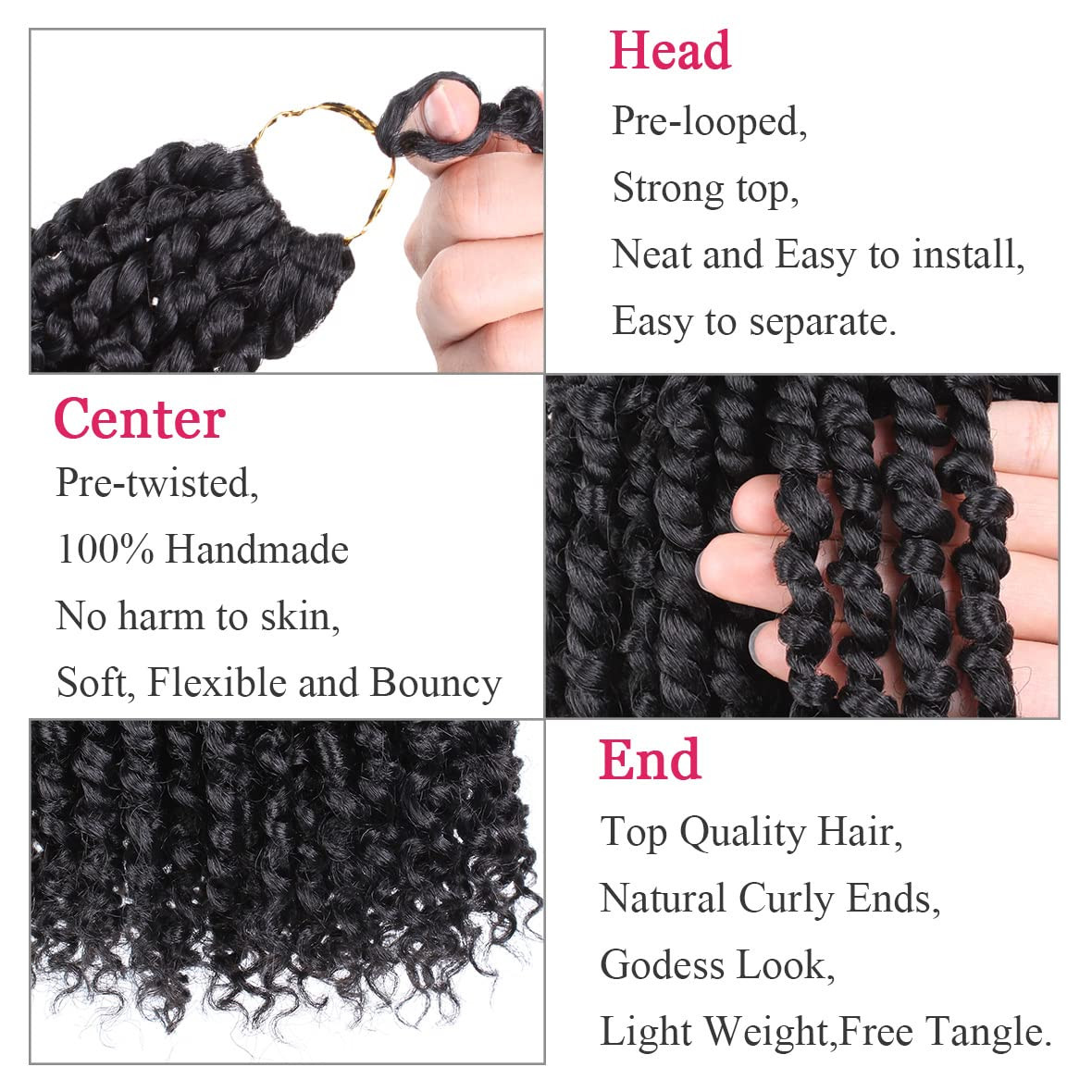 10 Inch 8 Packs Pret Wisted Passion Twist Crochet Hair Natural Black Pre-Looped