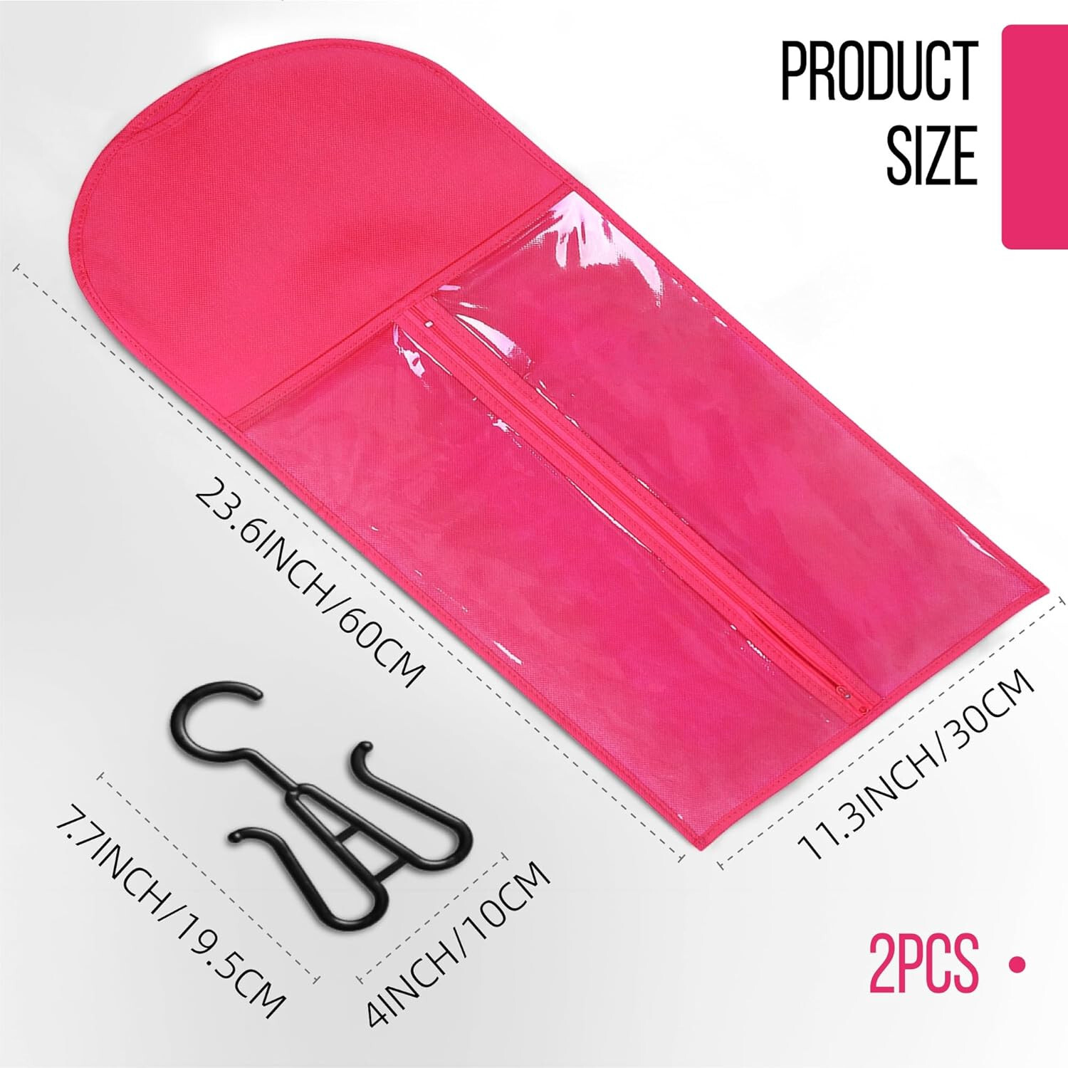 3PCS Hot Pink Wig Hook Hanger Hair Holder Storage Dustproof Bag Non-Woven Fabric