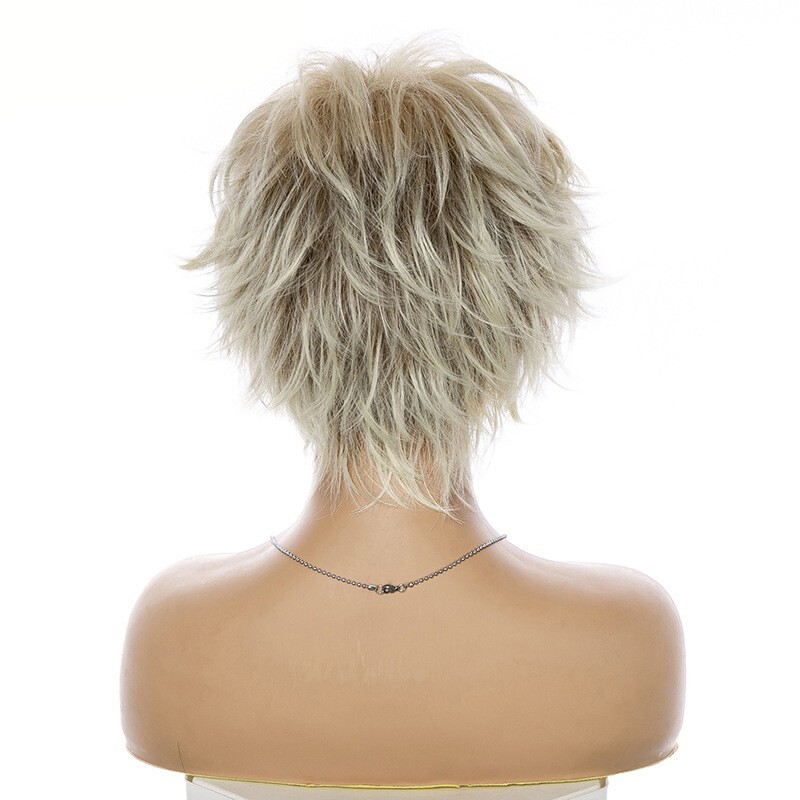 Short Blonde Pixie Cut Wigs for White Women Full Layered Natural Wavy Synthetic