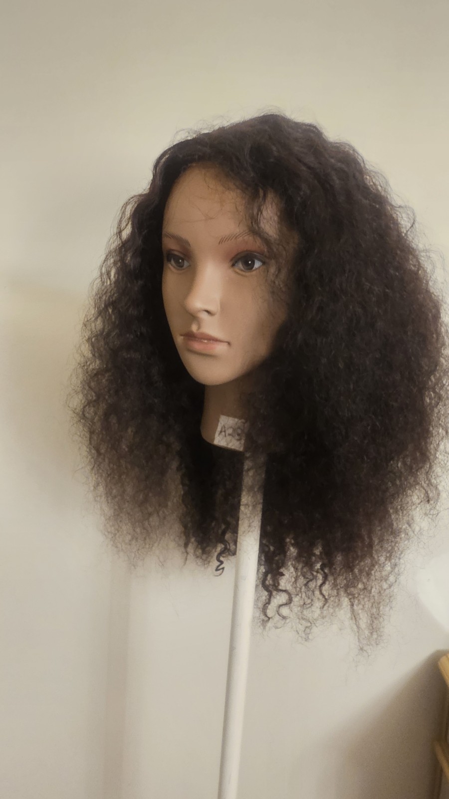 High Quality regular Top Black 20″ curly 100% Virgin Human Hair Lace Wig