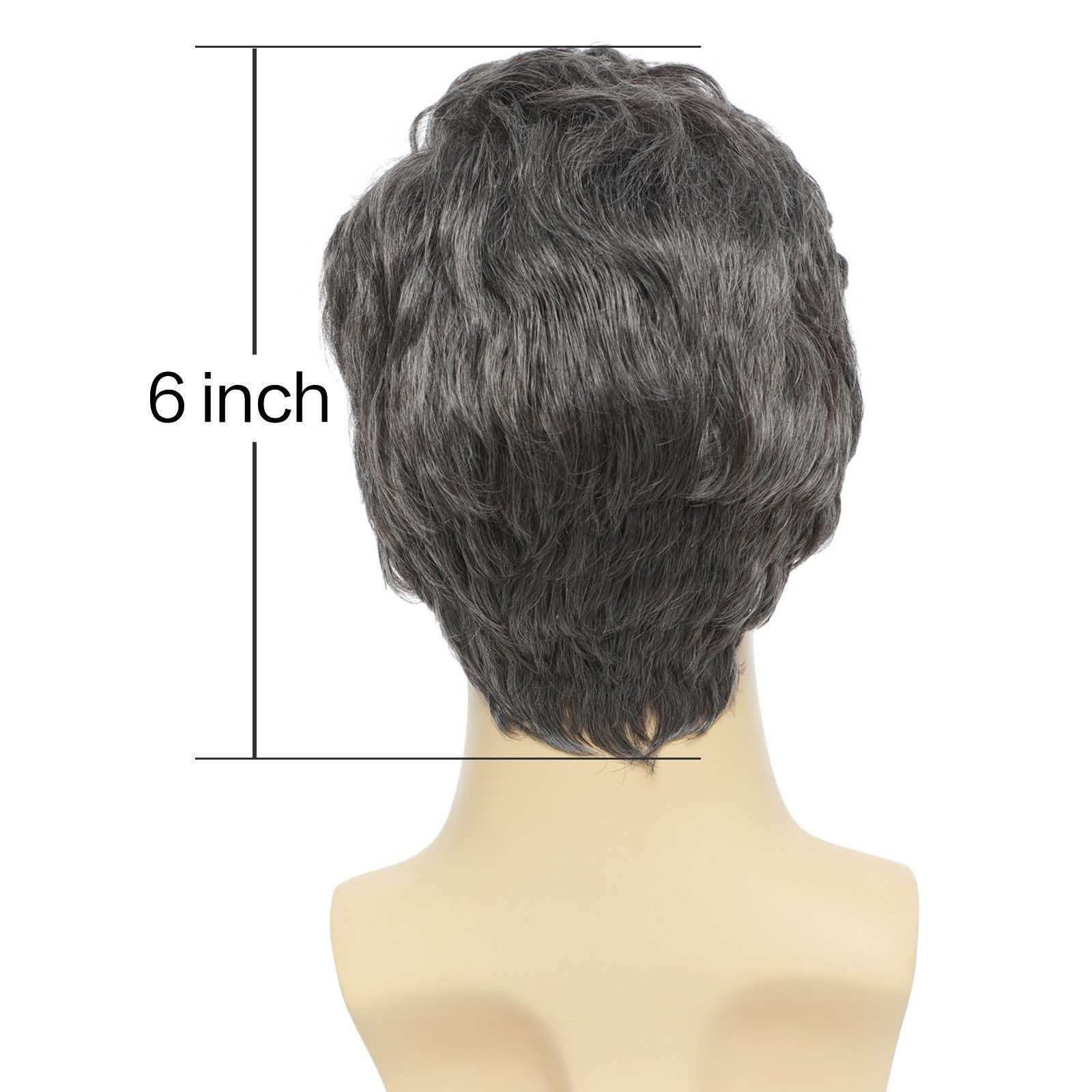 Men’s 6in Short Silver Gray Wig Full Heat Resistant Synthetic Cosplay Party