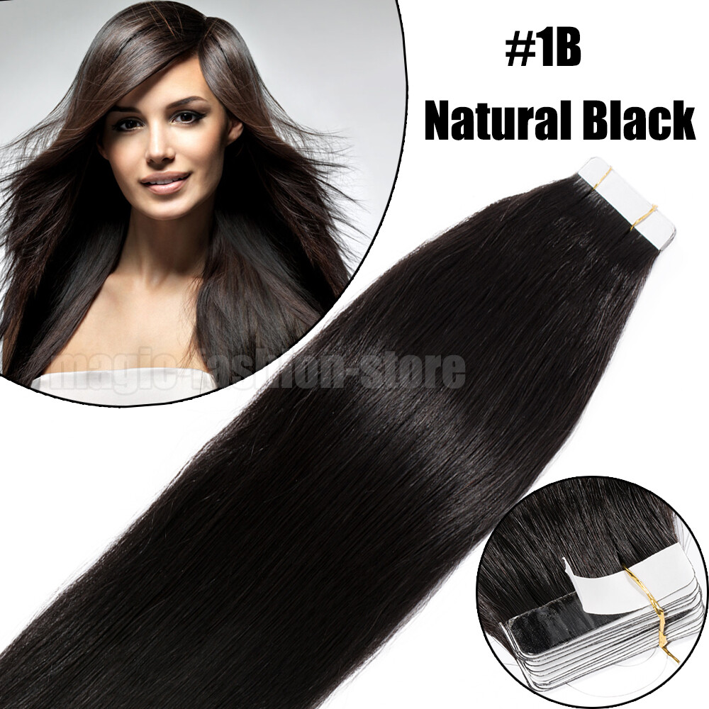 CLEARANCE 12”-24” Tape In Remy Human Hair Extensions Strong Glue Skin Weft Ombre