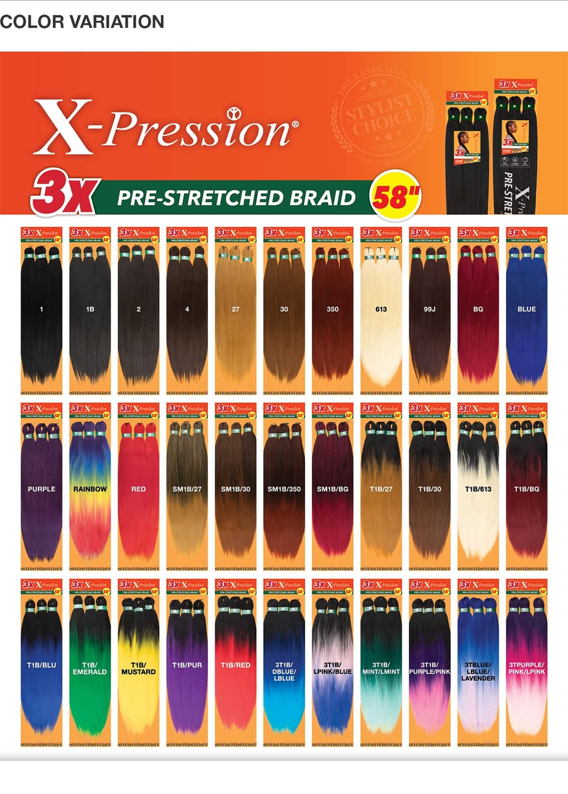Sensationnel Xpression 1B Off Black Kanekalon Braiding Hair 100 Flame Retardant