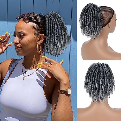 Oseti Short Grey Drawstring Ponytail for Black Women 6inch Gray 5 Inch #TGrey