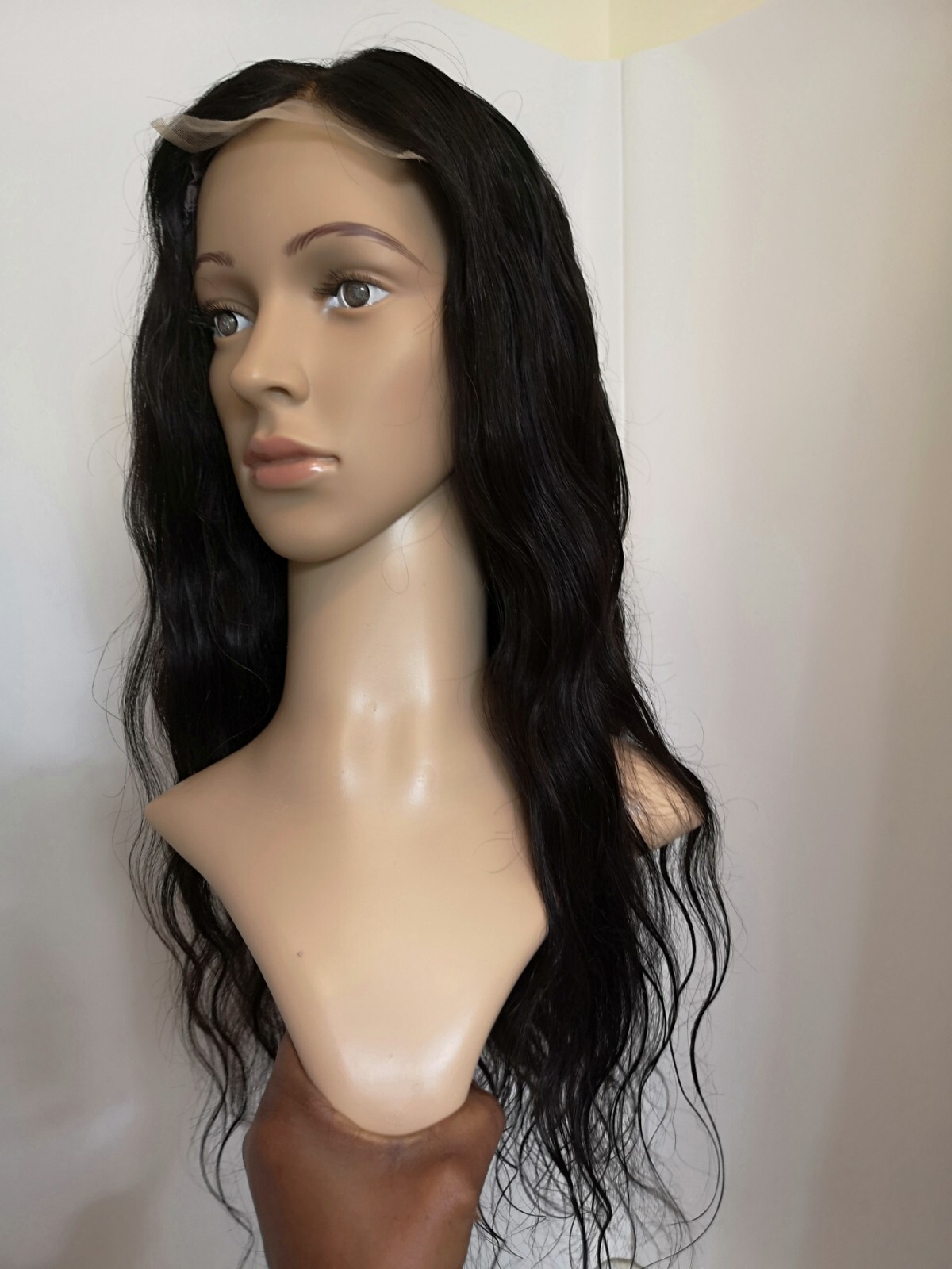 Custom High Quality Sexy 22”Human Hair 4×4 Swiss Front Lace Wig 1B