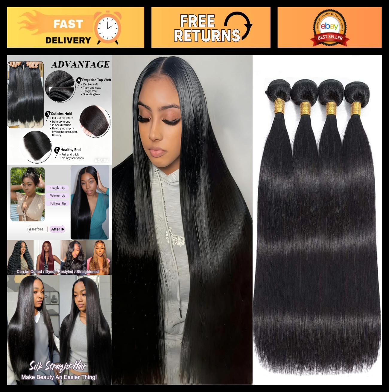 16-22 Inch Straight Human Hair Bundles – 100% Unprocessed Virgin Extensions, Thi
