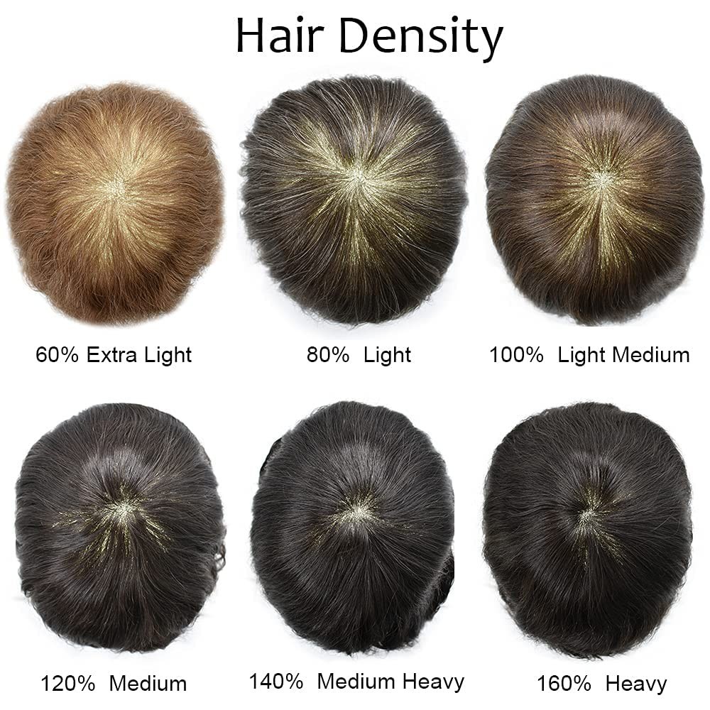 Mens Toupee Ultra Thin Skin Hair Replacement System Invisible V-Loop Hair Piece