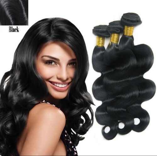 Soft Black Body Wave Brazilian Virgin Human Hair Weave Sew In 1 or 3 Bundles