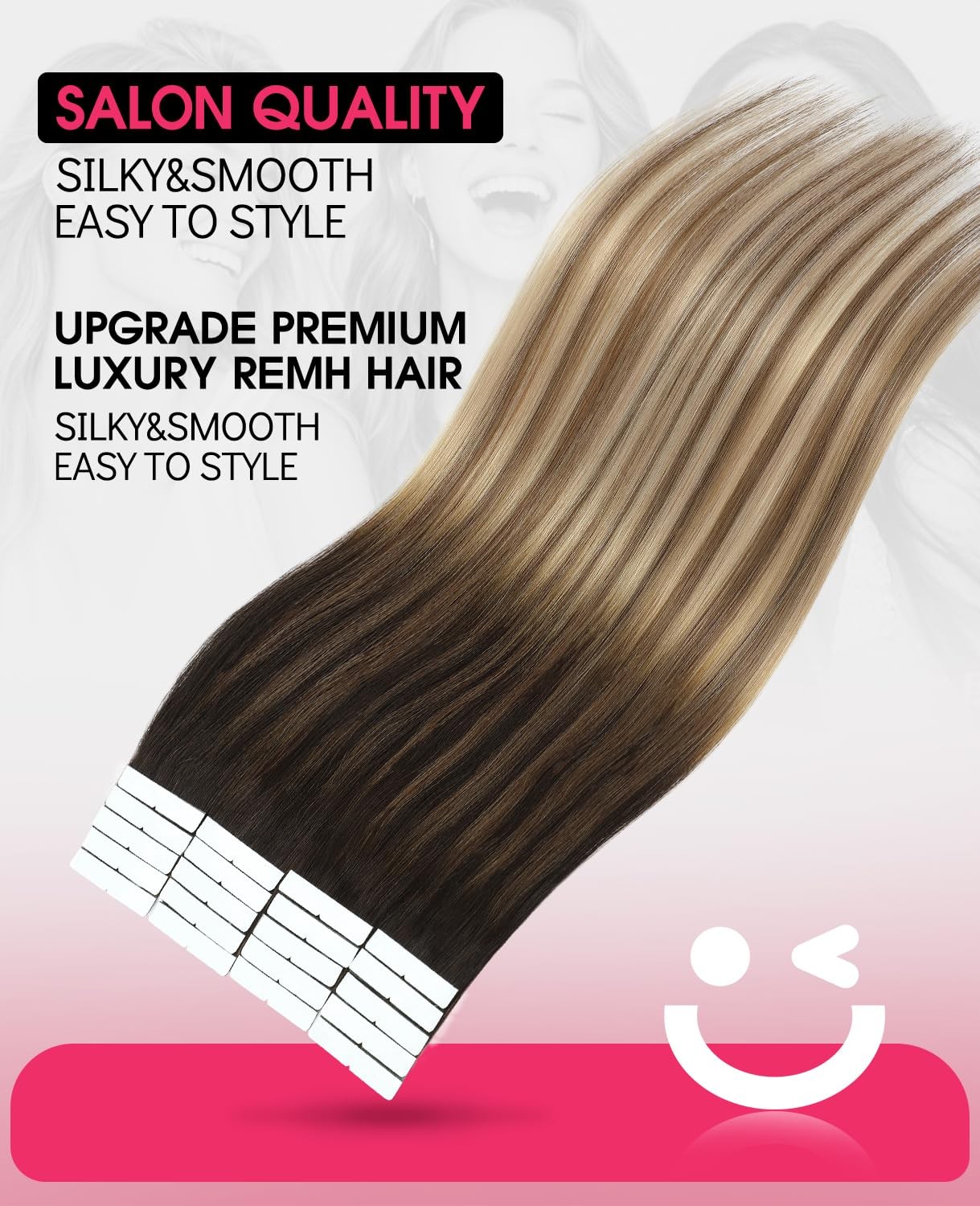 Youngsmile Invisible Tape In Hair Extensions Human Hair 2/6/18 Dark Brown To