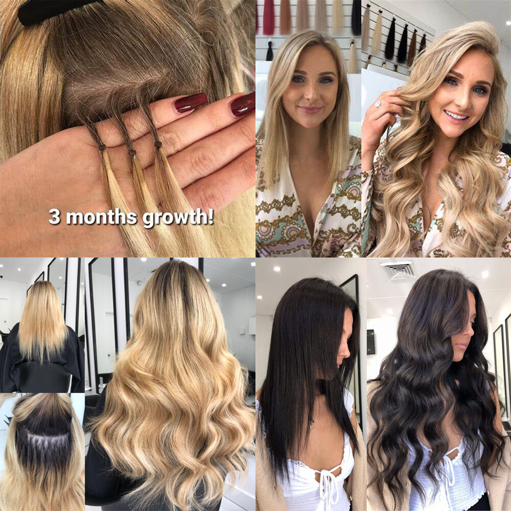 200PCS Thick 100% Remy Human Hair Extensions Nano Ring Micro Loop Beads Caramel