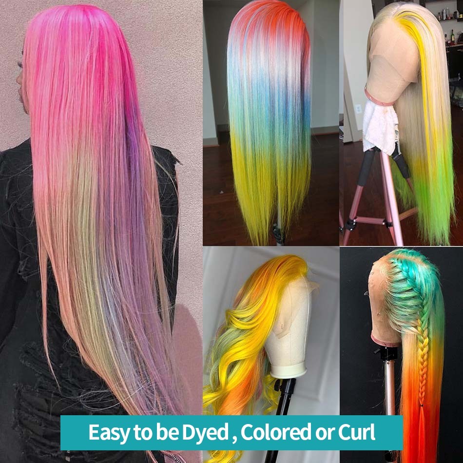 Heat Resistant Hair Highlight Blonde Glue Less Lace Front Wig Long Wavy
