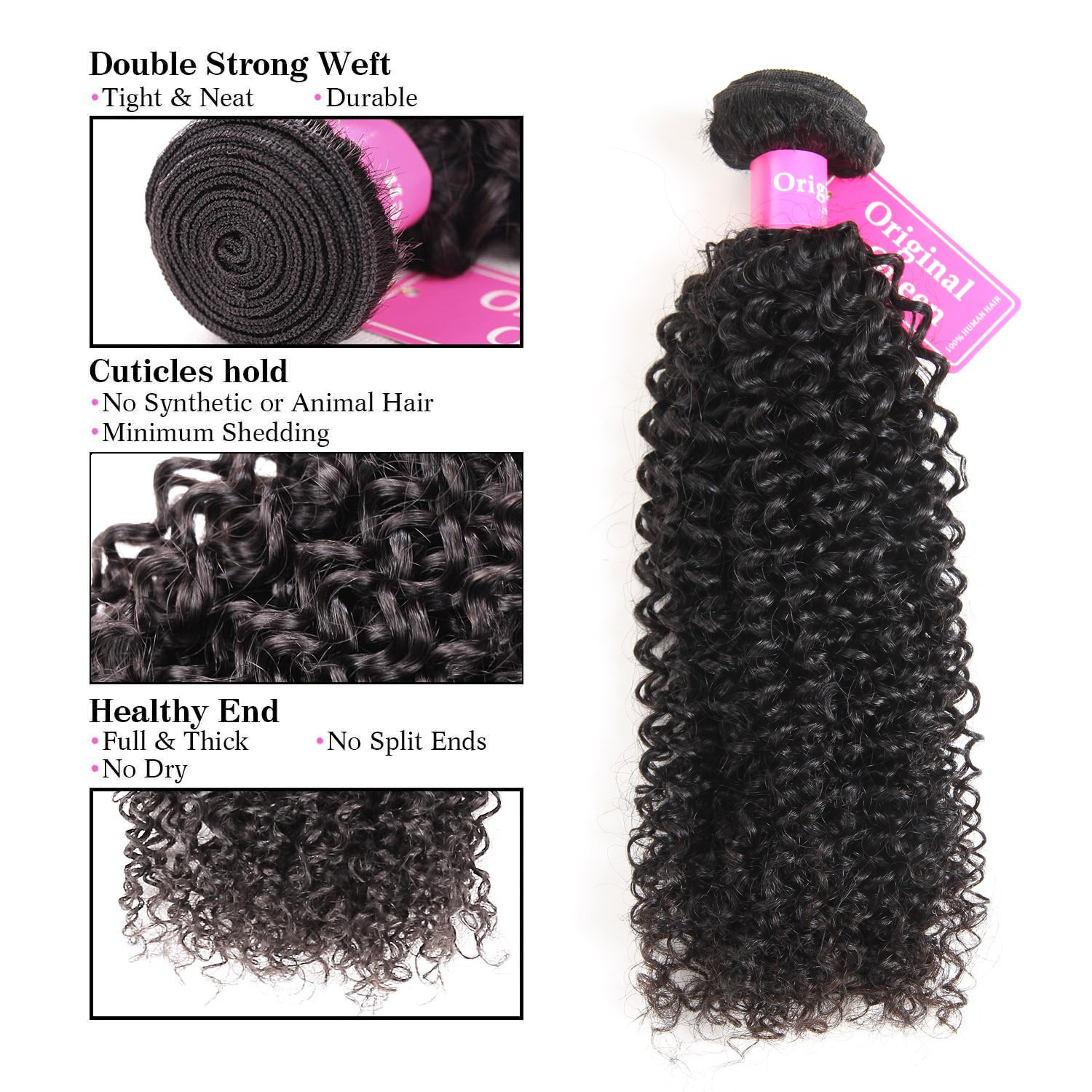 100% Brazilian Unprocessed Virgin Kinky Curly Human Hair Weave 3 Bundles Deep Cu