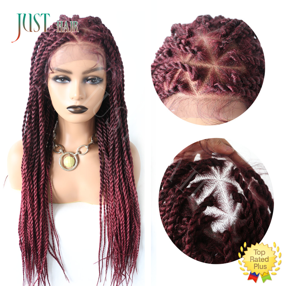 Black Braided Lace Box Braids Wig Synthetic Twist Cornrow Baby Hair for Women US