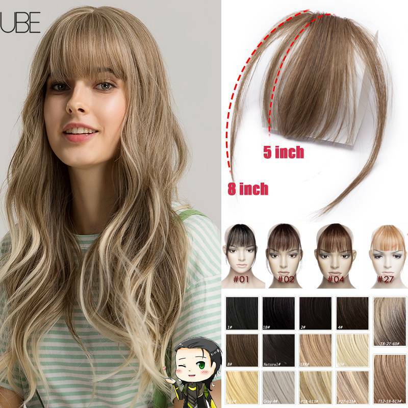 US Thick Neat Fringe Bangs Hairpiece Clips in 100% Real Human Hair Extensions R3