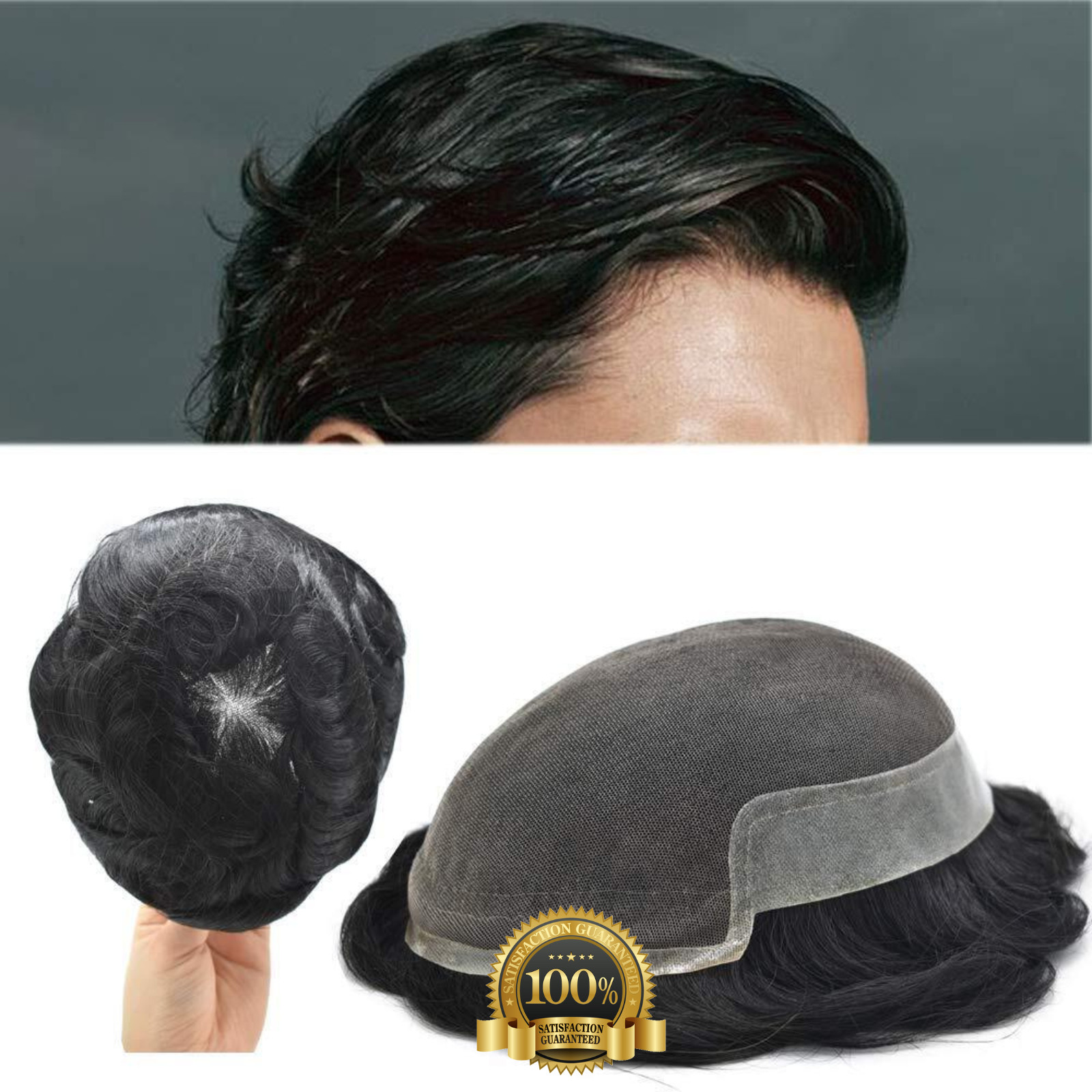 Mens Toupee French Lace Human Hairpiece Front Lace Natural Hairline Wigs BX2