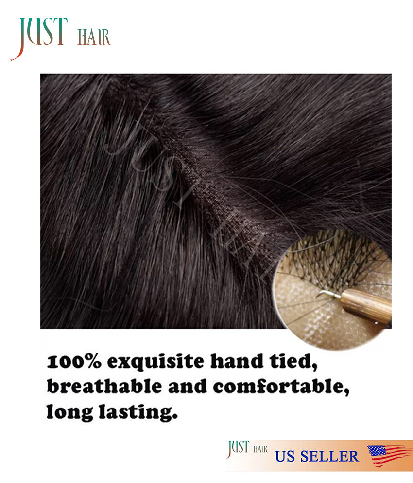 Mens Toupee Durable Fine Mono Lace Poly PU Around Hairpiece Remy Human Hair Wig