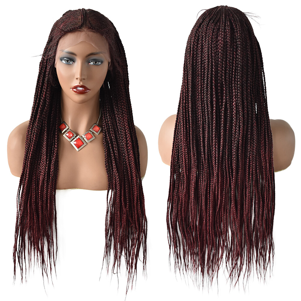 Micro Box Braids Women Wigs Baby Hair Swiss Lace Front Lightweight 30″ Long Hair
