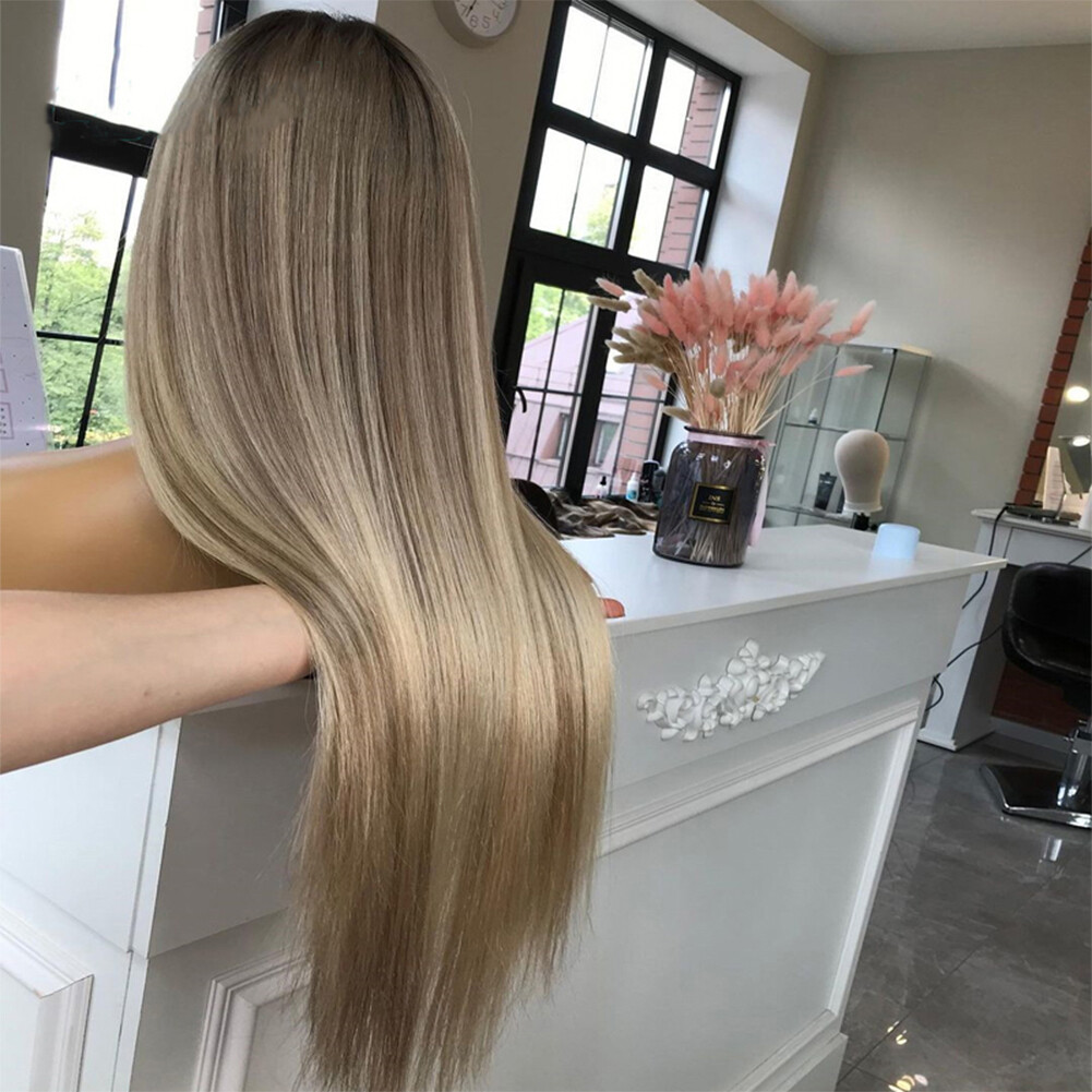 Ash Blonde Highlight Wig Human Hair Transparent Lace Wigs for Women 13×4 Lace