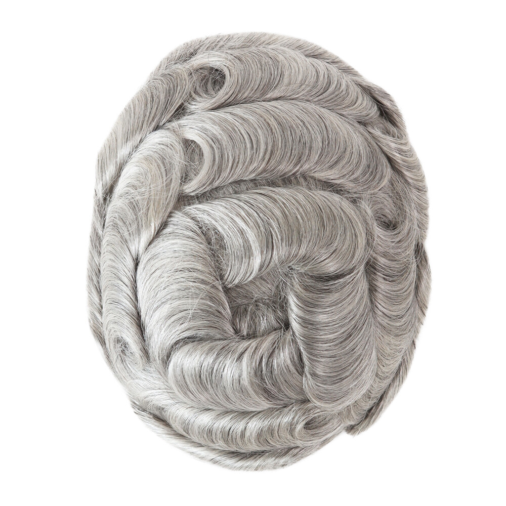 Super Men Toupee Hairpiece French Lace Hair System Replacement Poly Skin Men Wig