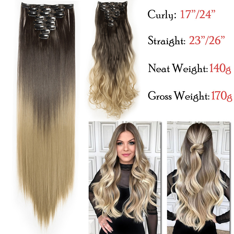 CLEARANCE Clip in as Human Hair Extensions Full Head 100% Real Hair Mix Blonde