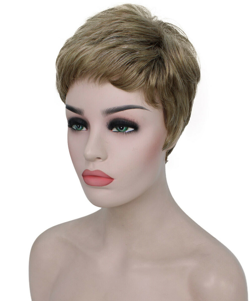 Lucille – Srraight Kanekalon Synthetic Fiber Full Wig, 1.75-3.25 in, Ash Blonde