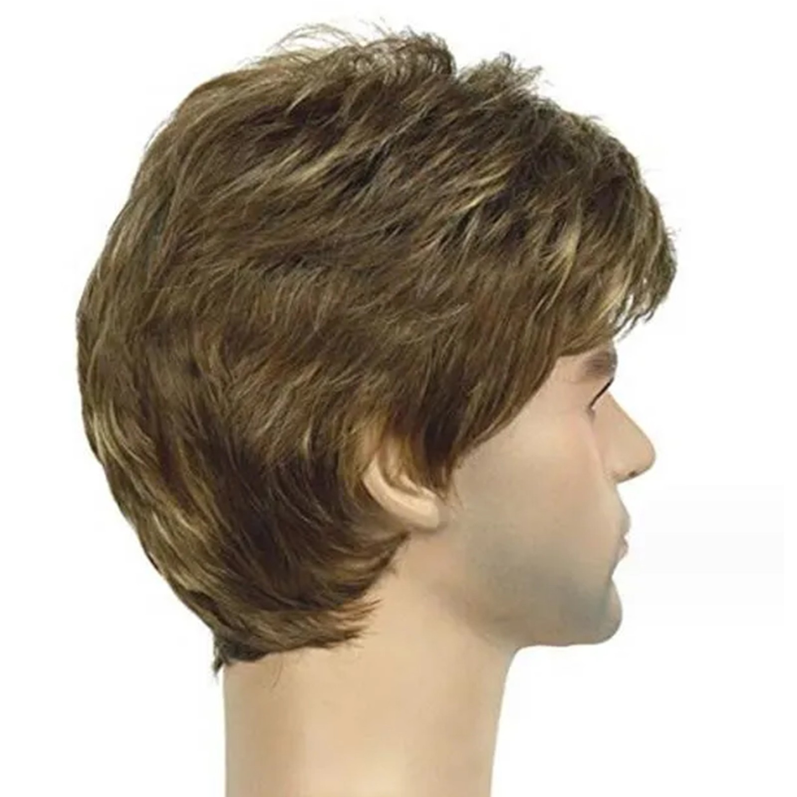 Light Brown Short Hair styles Men’s Layered synthetic Hair Wig 6 Inch