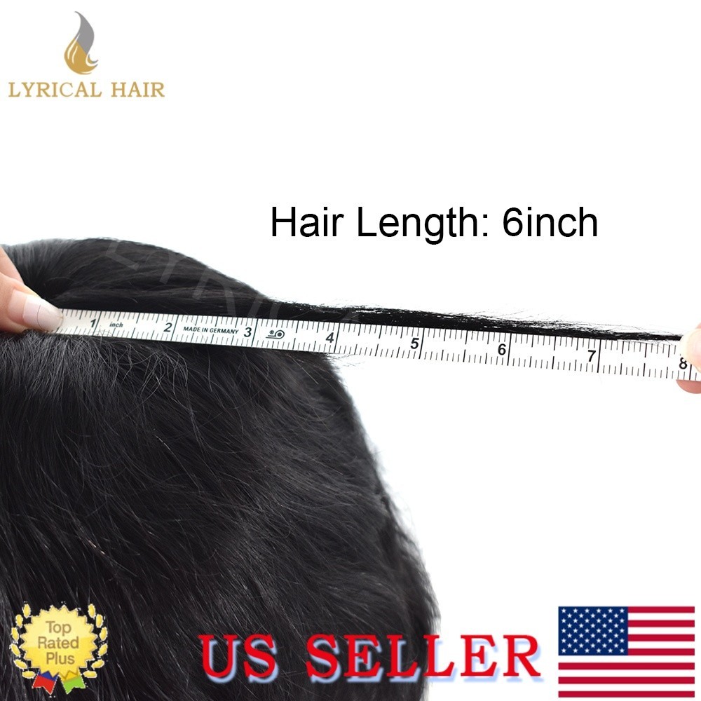 Fine Mono Mens Toupee Real Human Hair Durable Natural Hairline Secure Fit System