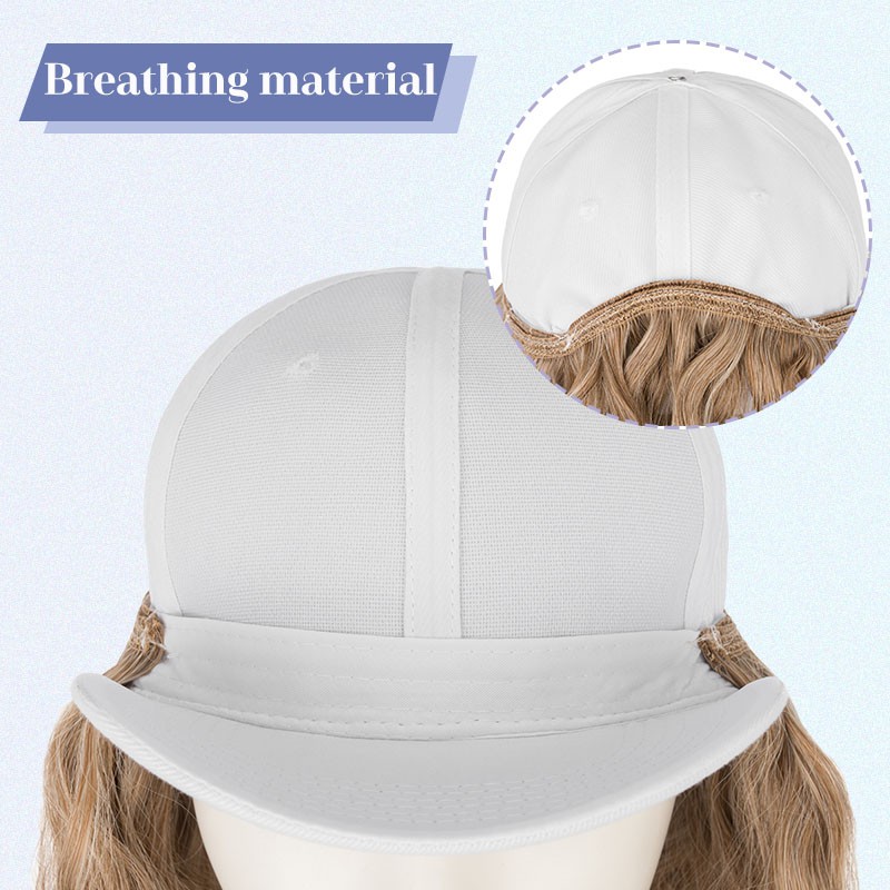 6in 8in Women Bob Baseball Hat with Synthetic Hair Extensions Curly Baseball Cap