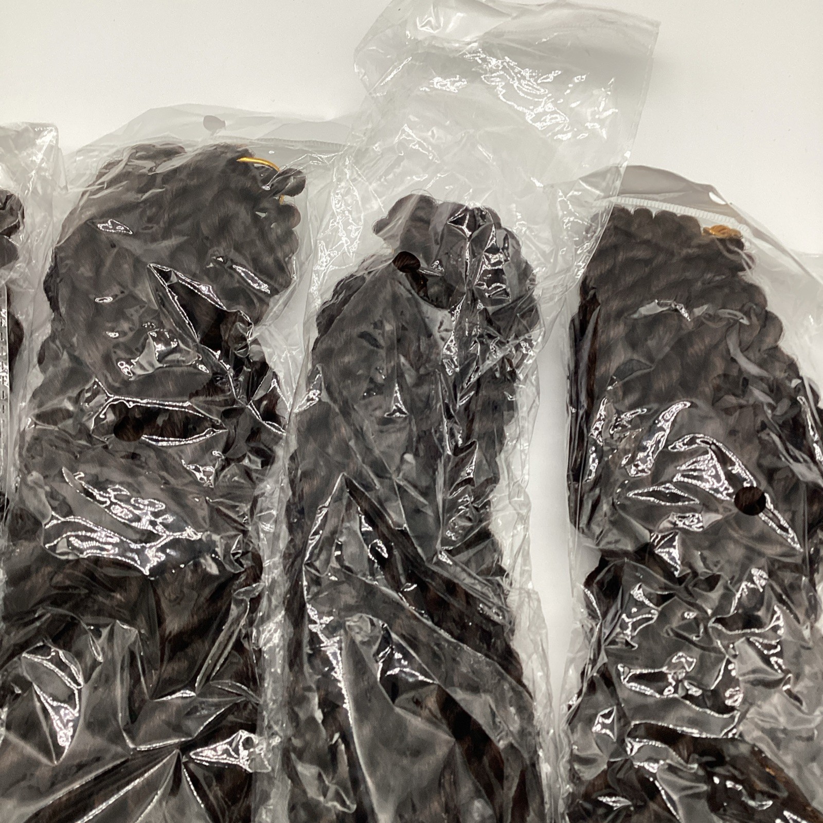 (6) Hair Braids Dark Brown Plastic Human Hair-Like Extensions Nip Free Shipping