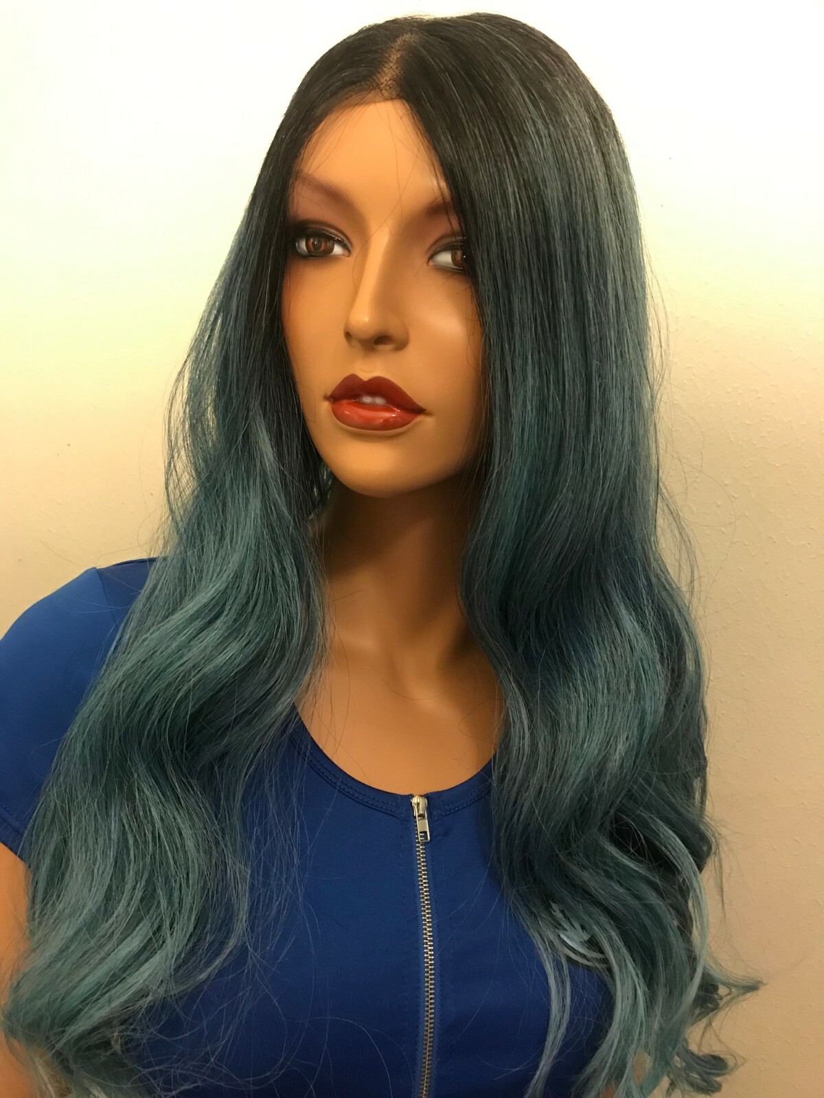 NWT SIS 360 Lace Free Part Remy Fiber Multi Color Long Wavy Lace Front Wig