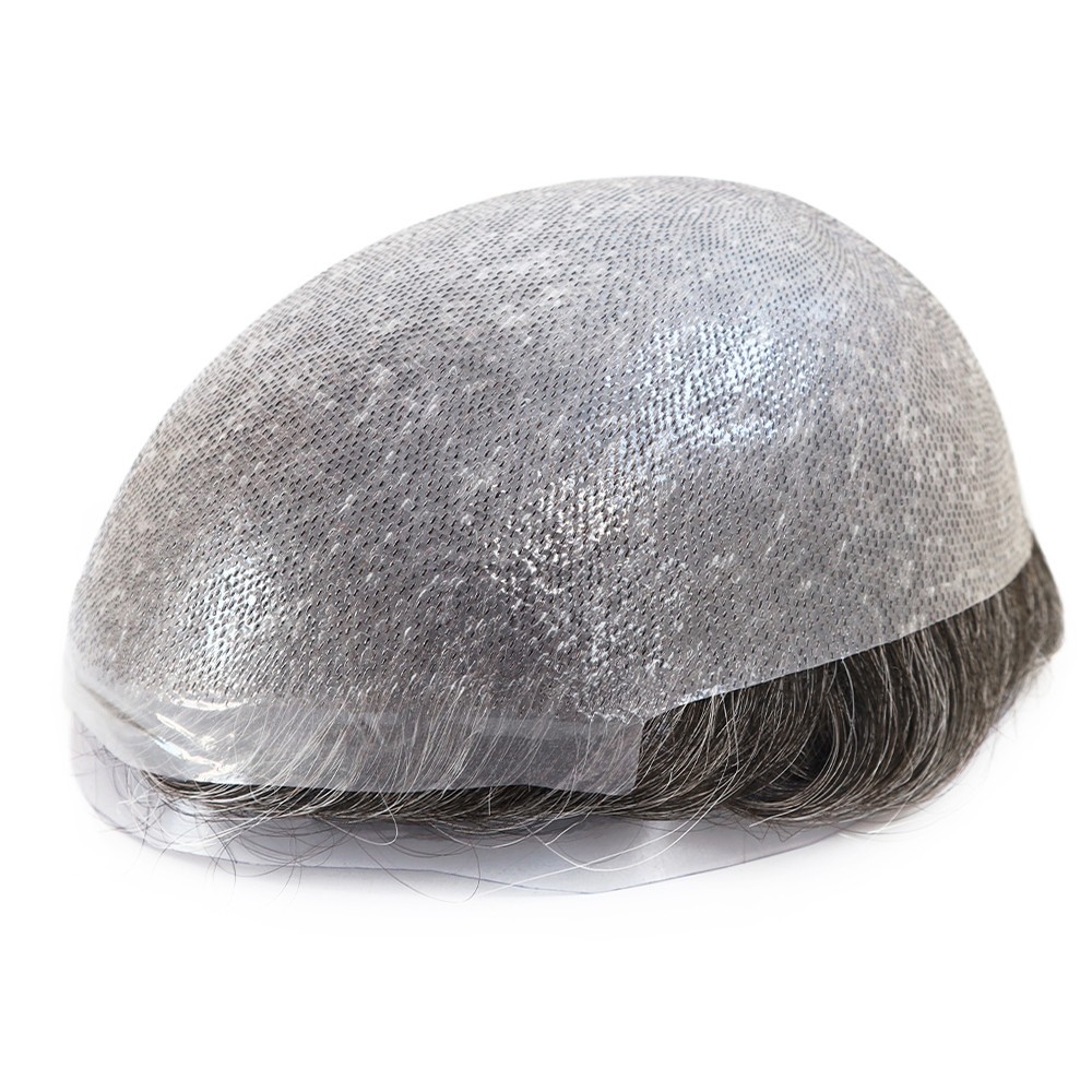Mens Toupee Human Hair Replacement System 0.05mm Thin Poly Skin Hairpiece 8×10