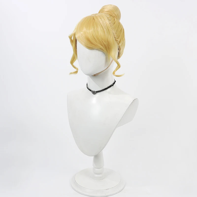 Cinderella Cosplay Wig for Adult Women Blonde Princess Wigs with Buns Updo Hair