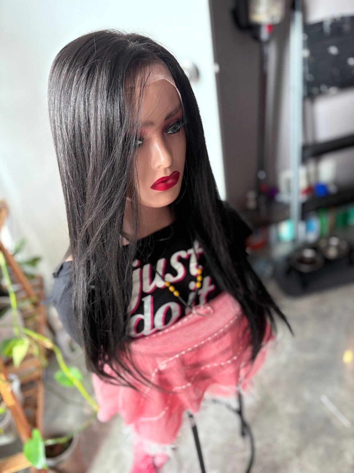 Premium Synthetic full lace wig Handtied cap with silicone grip New low density