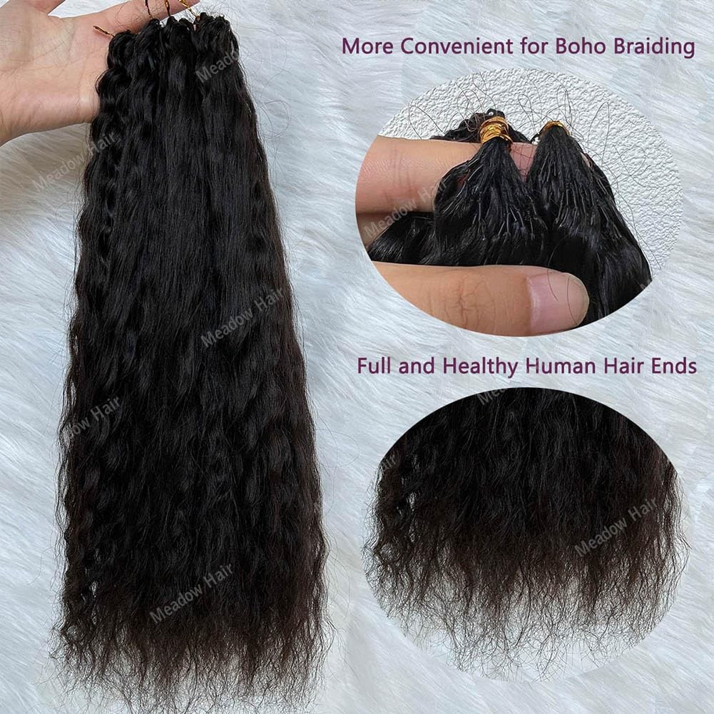 Knotless Crochet Human Hair Braids Extensions Pre Separated Feather Hair Wet and