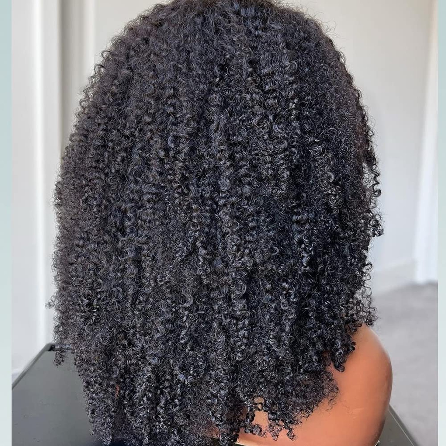 Full 200 Density Afro Kinky Curly Human Hair Wig With Bang Brazilia… Fast Ship